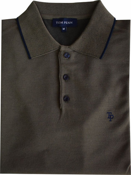 TP062K Tom Penn Khaki Knitted Polo