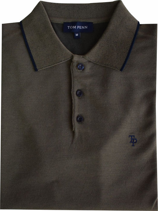 TP062K Tom Penn Khaki Knitted Polo