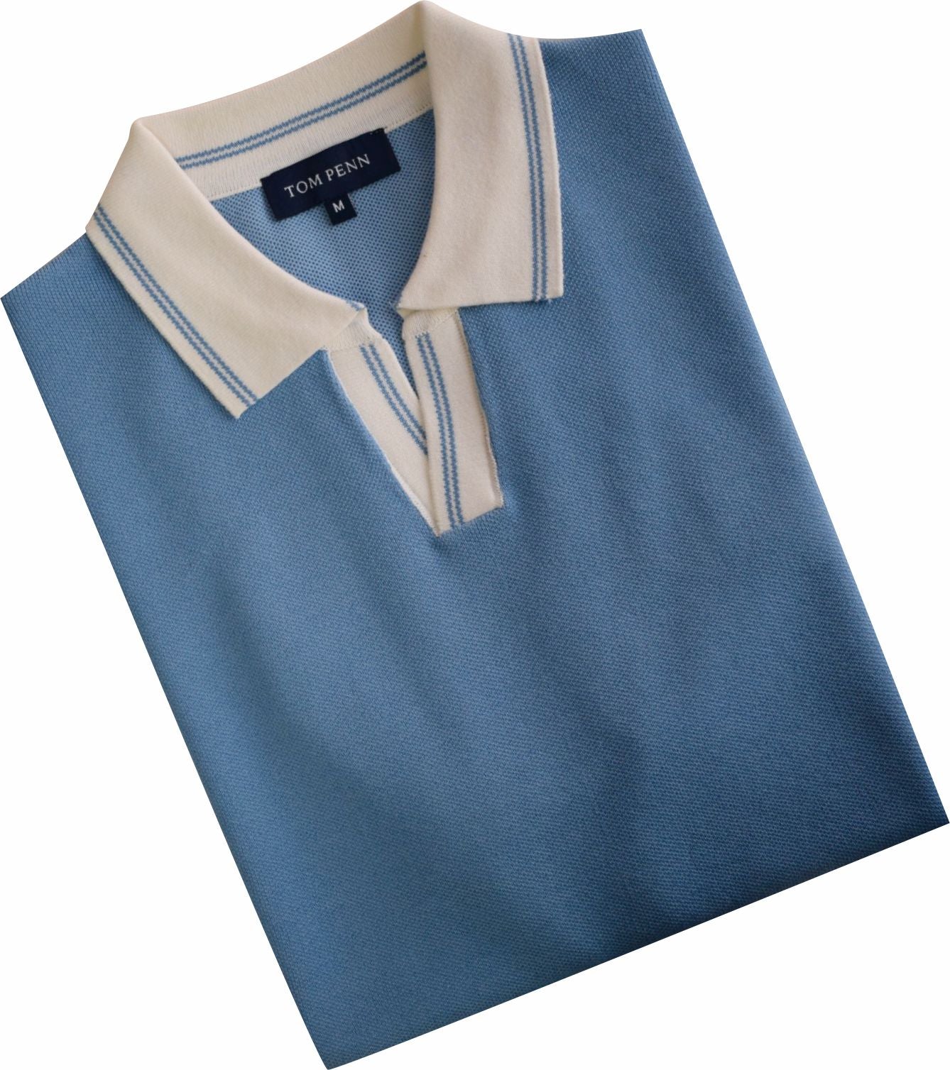 TP078K Tom Penn blue Cuban Collar Polo