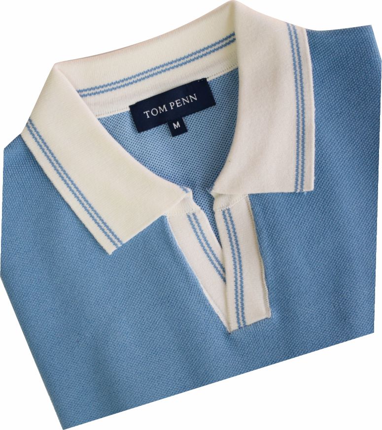 TP078K Tom Penn blue Cuban Collar Polo