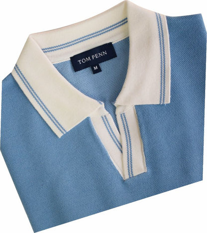 TP078K Tom Penn blue Cuban Collar Polo