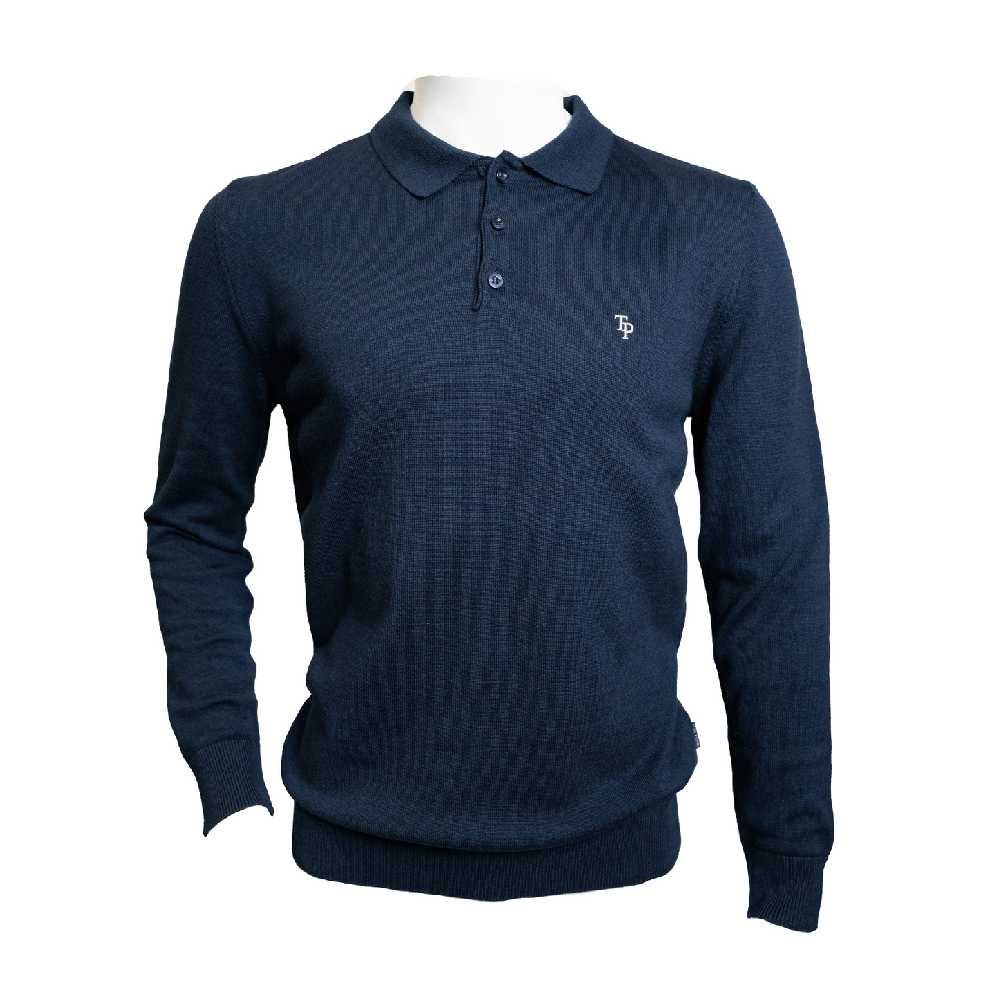 TP055K  Navy Knitted Long Sleeve Polo