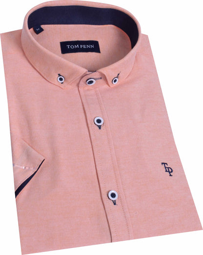 TP828 Peach Tom Penn Short Sleeve Oxford Shirt
