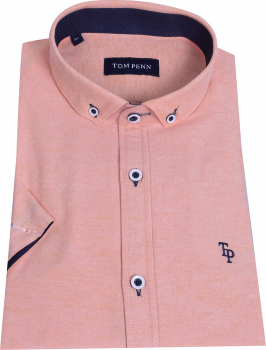 TP828 Peach Tom Penn Short Sleeve Oxford Shirt