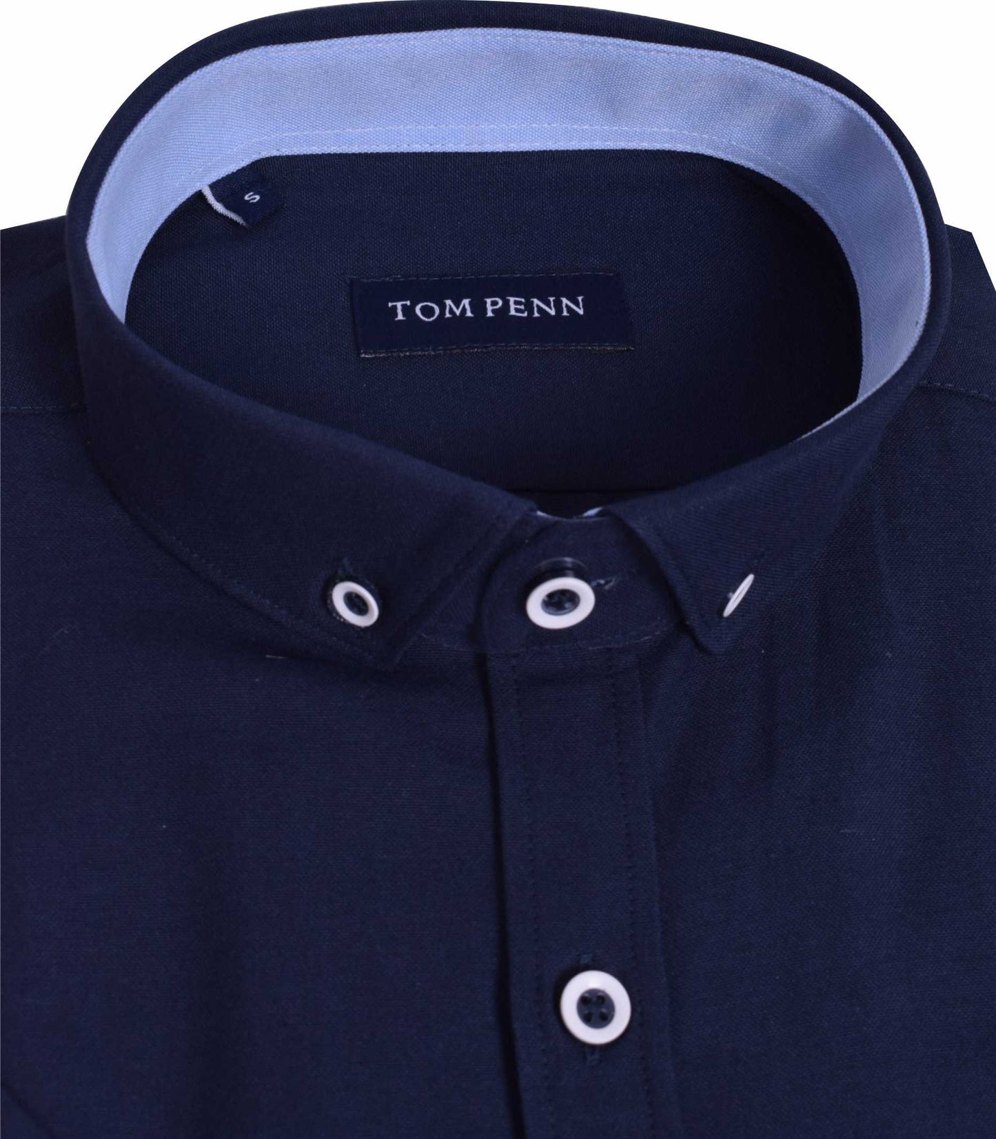 TP828 Navy Tom Penn Short Sleeve Oxford Shirt