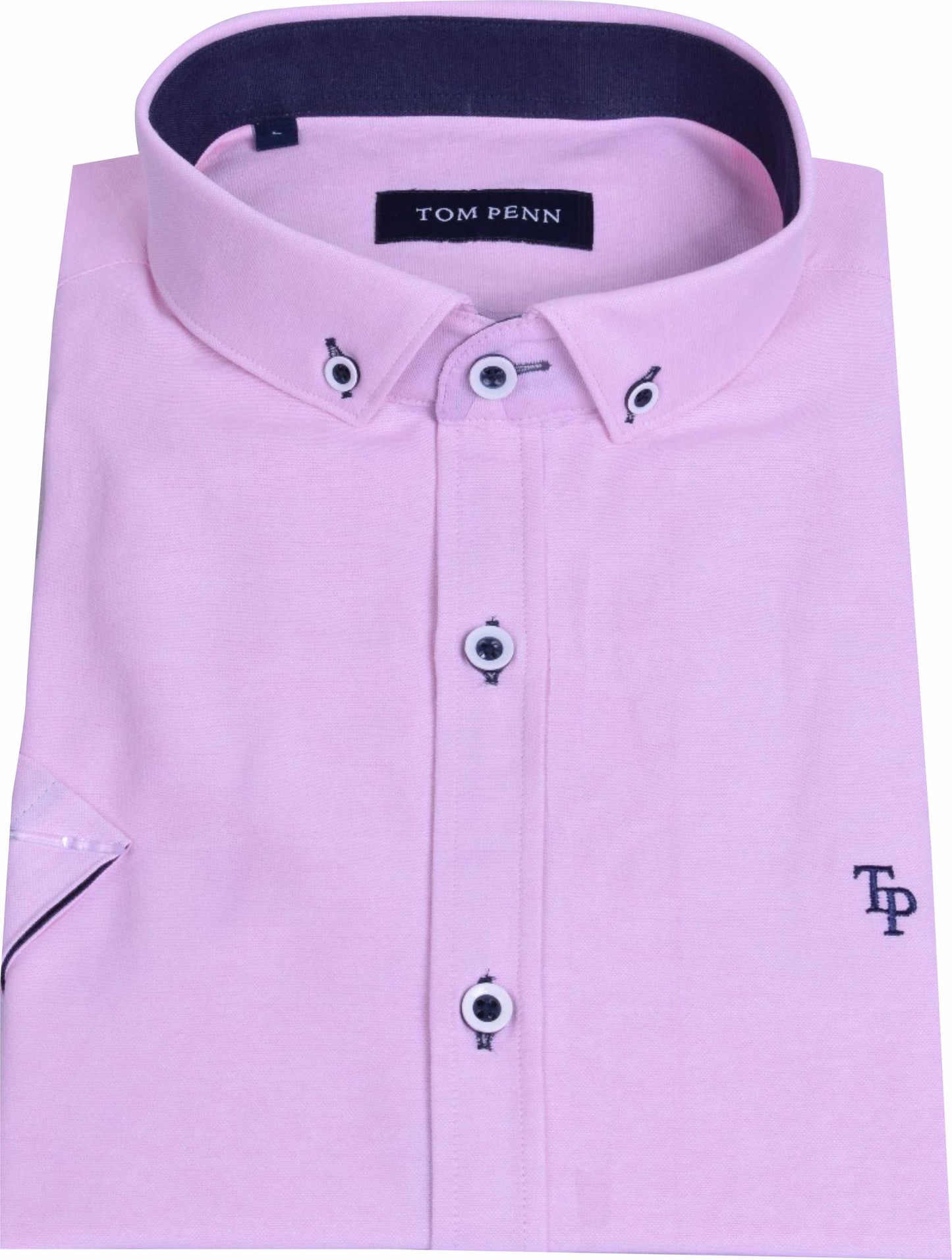 TP828 Pink Tom Penn Short Sleeve Oxford Shirt