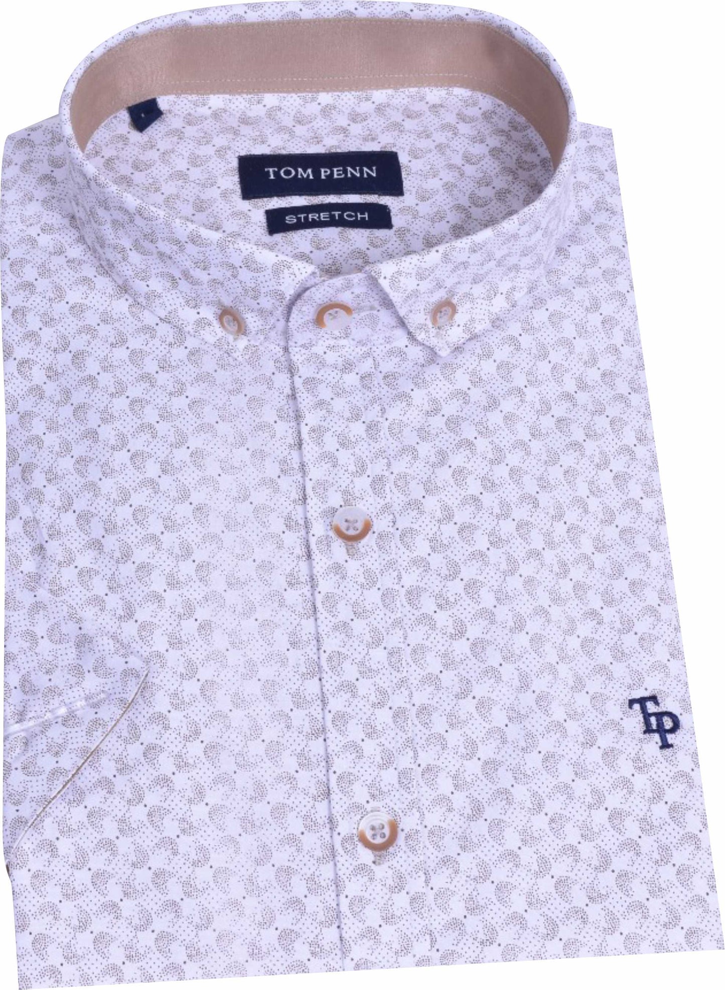 TP915 Tan Printed Short Sleeve Shirt