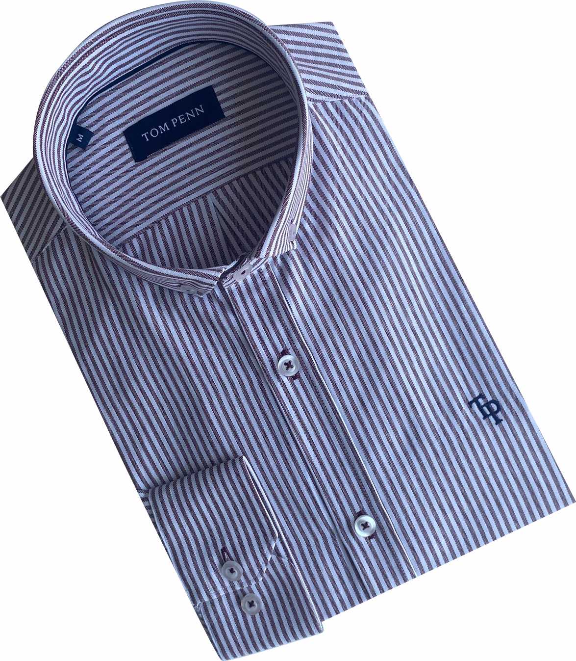 TP936 Burgundy Tom Penn Striped Shirt.