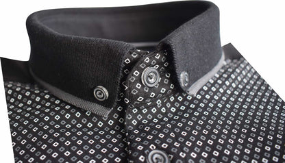 TPP975 Black Panel Print Polo