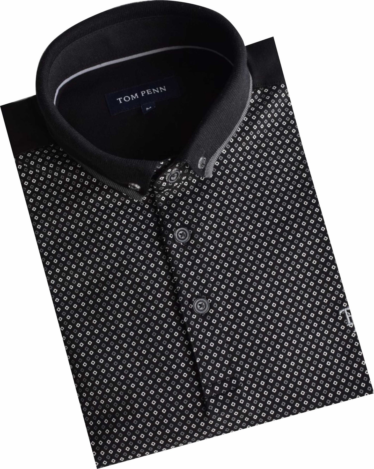 TPP975 Black Panel Print Polo