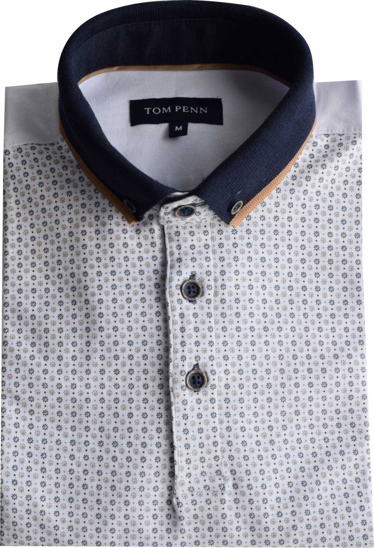 TPP976 W/Tan Panel Print Polo