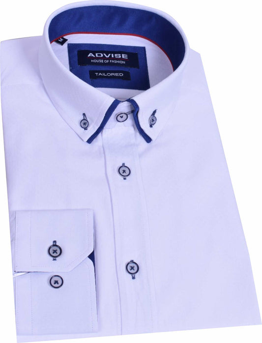 AD808 White Advise Double Collar Shirt
