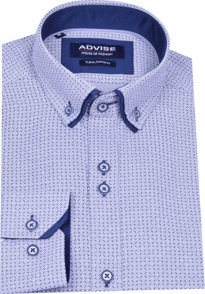 AD899 Advise Tailored Grey Printed Shirt