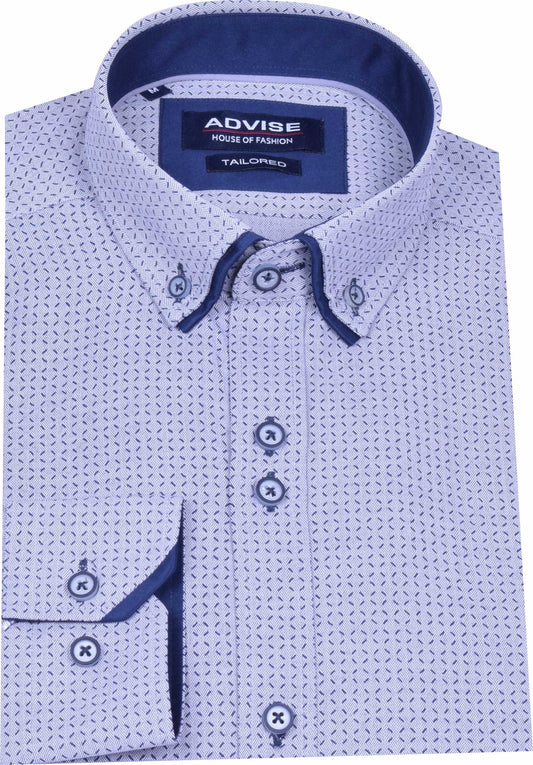 AD899 Advise Tailored Grey Printed Shirt