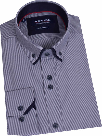 AD909 Grey Advise Hairline Striped Shirt