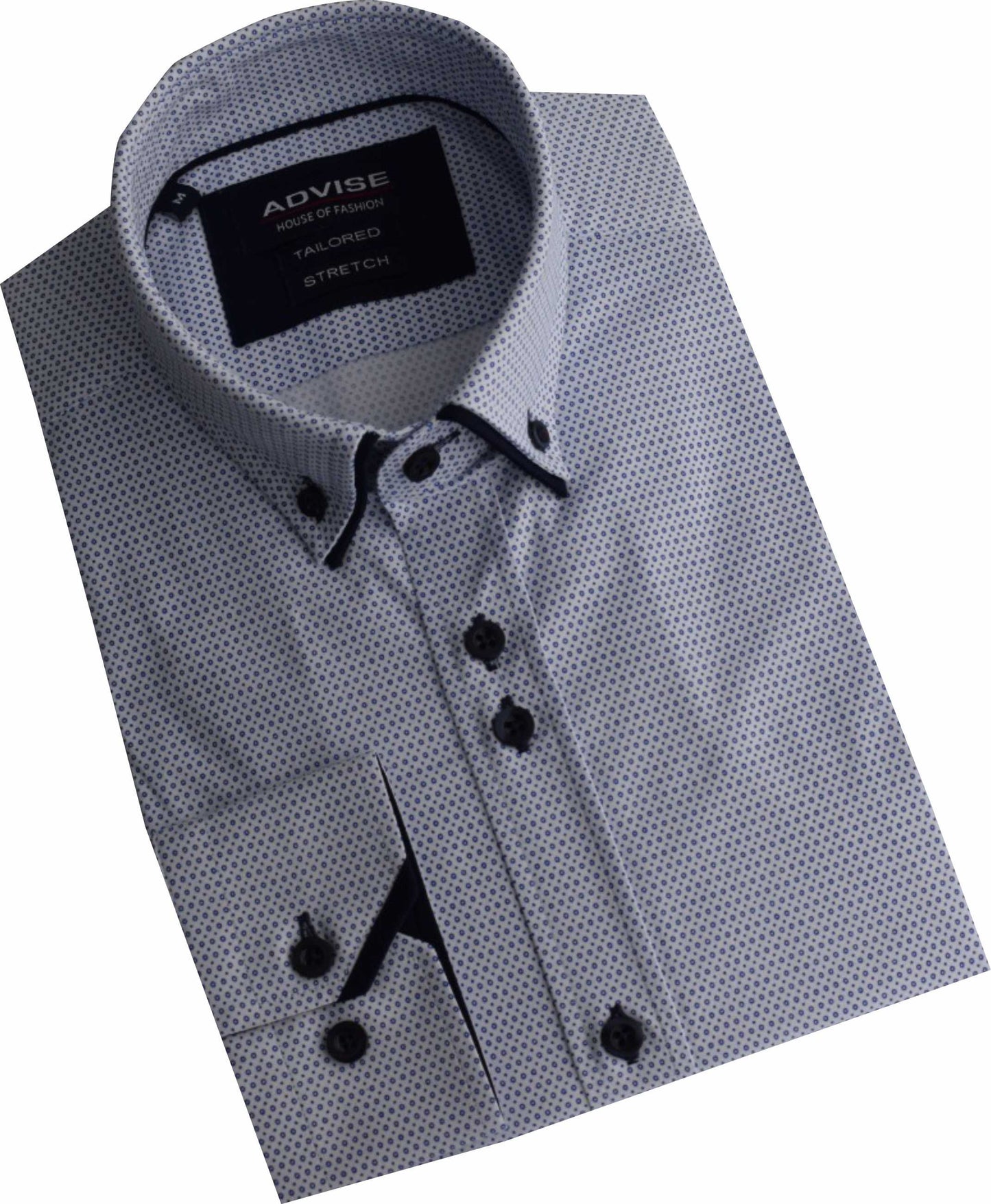 AD922 W/ Blue Advise Tailored Printed Stretch Shirt