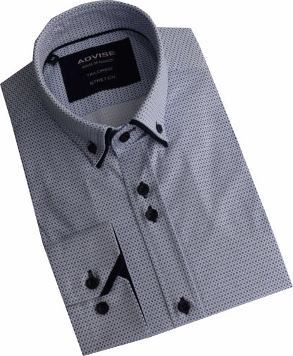 AD922 W/ Blue Advise Tailored Printed Stretch Shirt