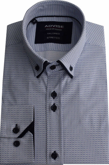 AD922 W/ Blue Advise Tailored Printed Stretch Shirt