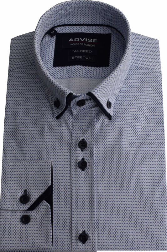 AD922 W/ Blue Advise Tailored Printed Stretch Shirt
