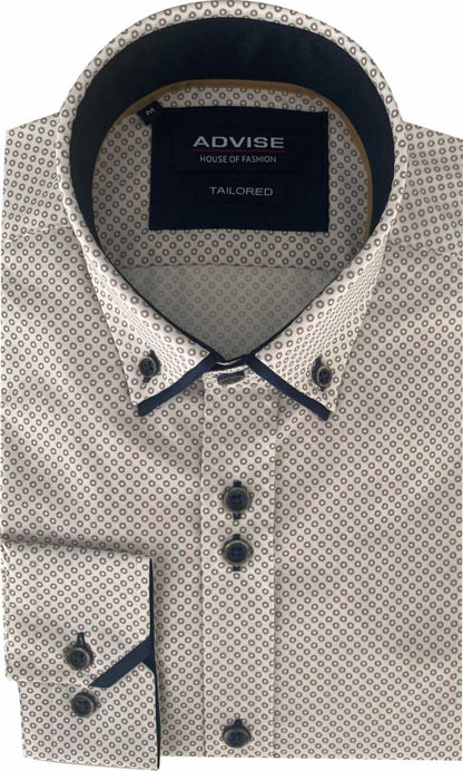 AD939 Tan Double Collar Advise Tailored Shirt