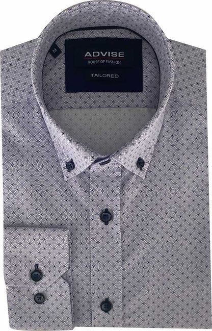 AD941 Navy Button Down Collar Advise Tailored Shirt