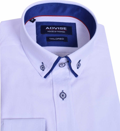 AD808 White Advise Double Collar Shirt