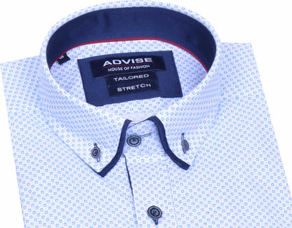 AD902 W/ Blue Advise Tailored Printed Stretch Shirt