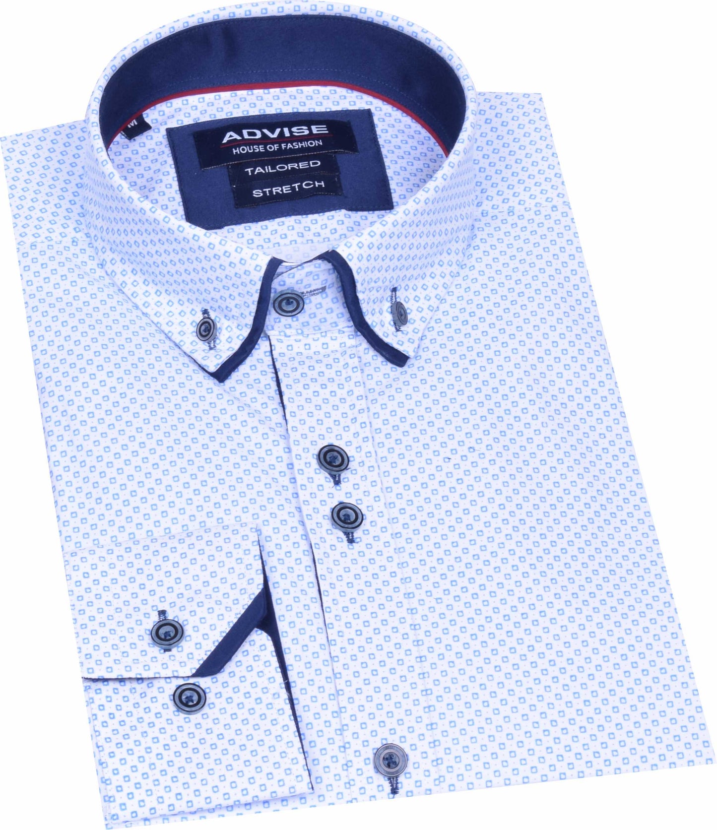 AD902 W/ Blue Advise Tailored Printed Stretch Shirt