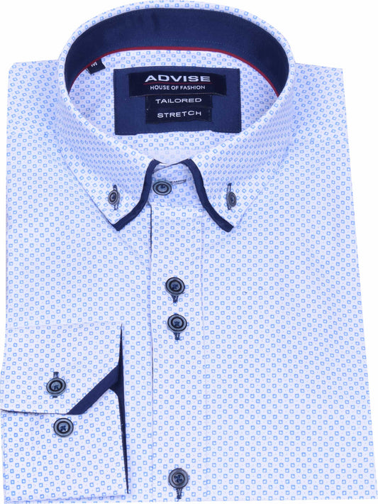 AD902 W/ Blue Advise Tailored Printed Stretch Shirt