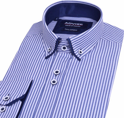 AD905 Navy Advise Striped Tailored Shirt