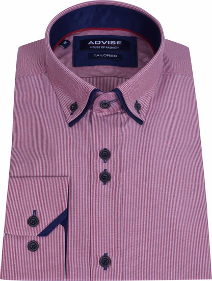 AD909 Red Advise Hairline Striped Shirt