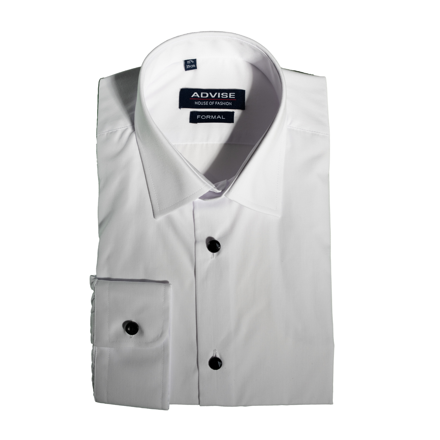 Advise White Formal Shirt with Black Buttons