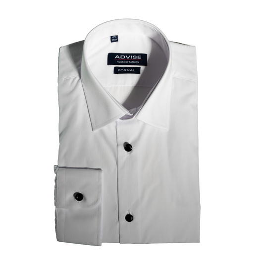 Advise White Formal Shirt with Black Buttons