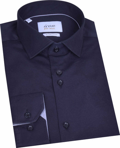 ICN046 Black Plain Shirt