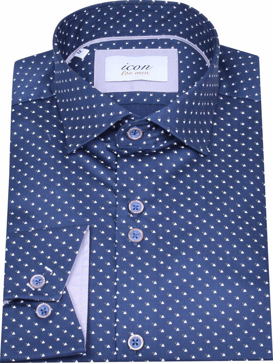 ICN074 Navy  Printed Shirt