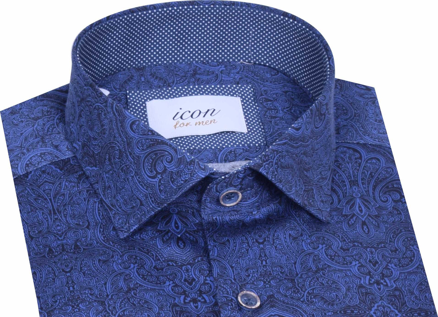 ICN090 Navy paisley Shirt