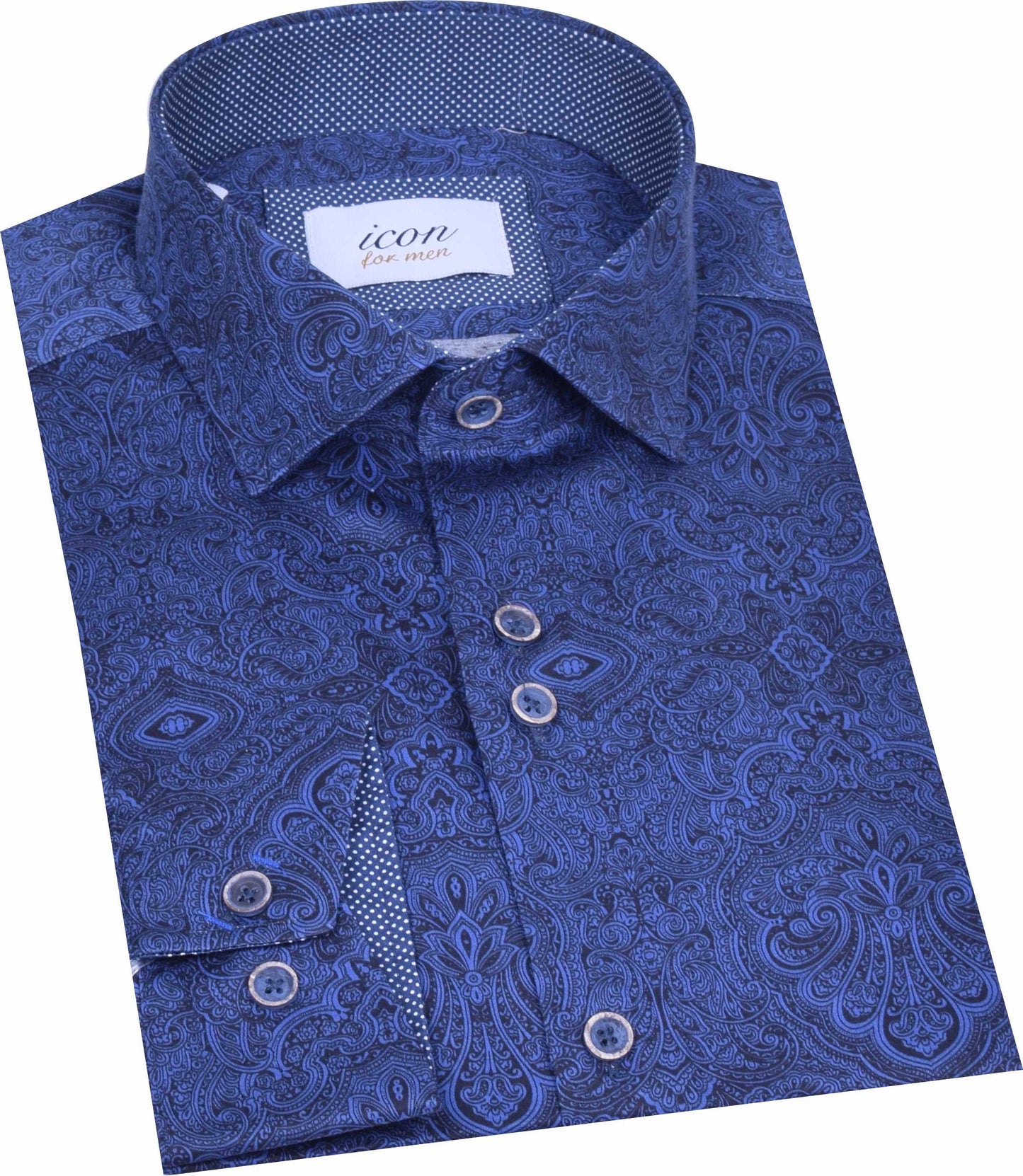 ICN090 Navy paisley Shirt