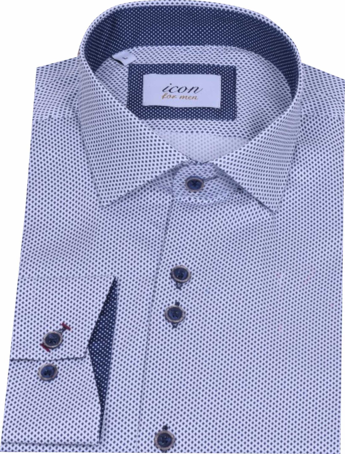 ICN091 Navy Patterned Shirt
