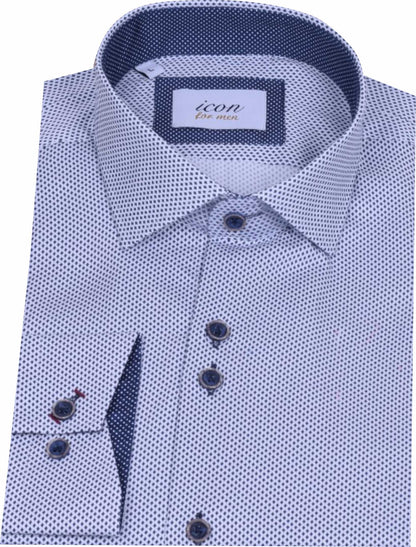 ICN091 Navy Patterned Shirt