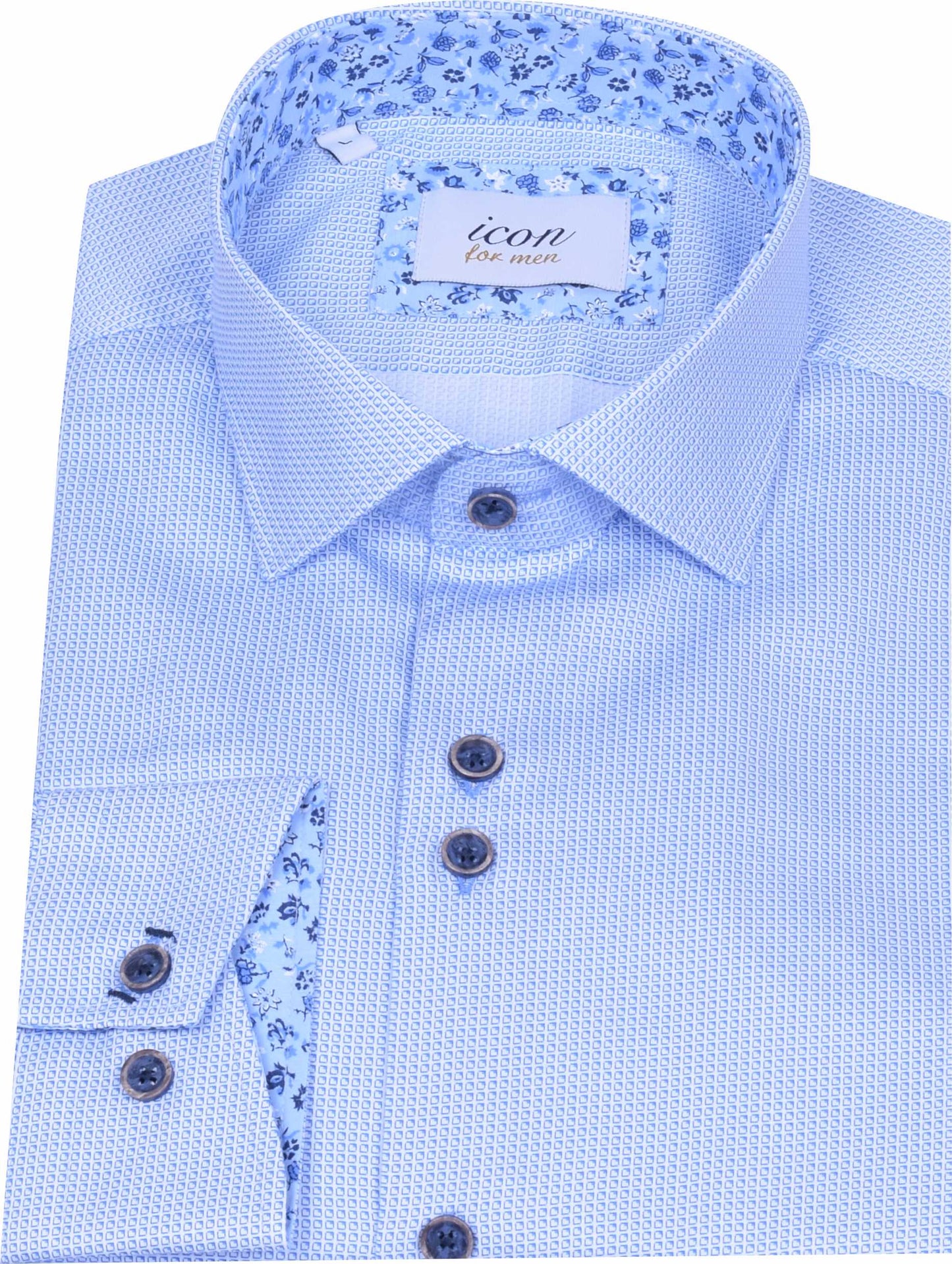 ICN095 Blue Patterned Shirt