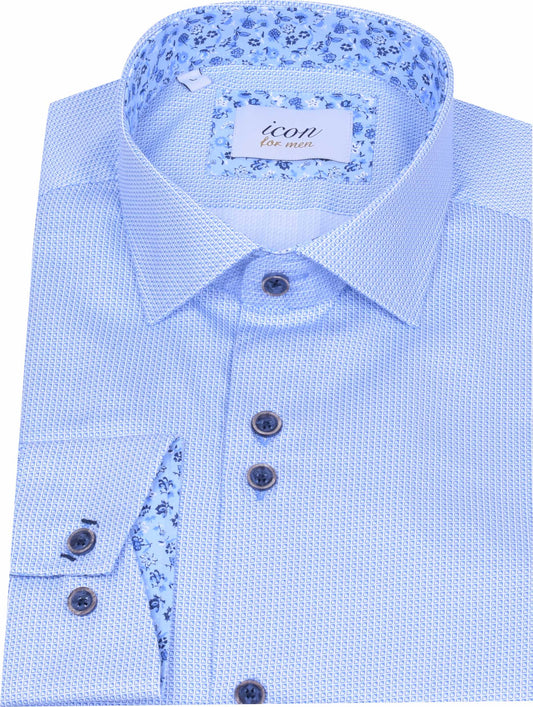 ICN095 Blue Patterned Shirt