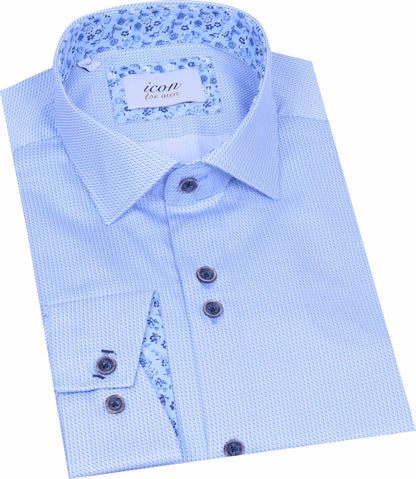 ICN095 Blue Patterned Shirt