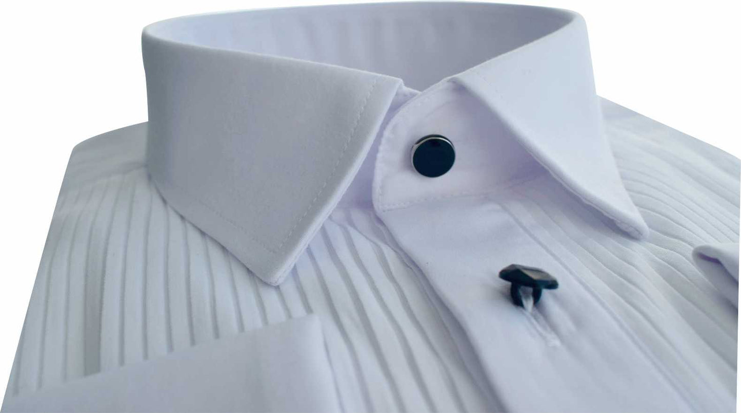 MS007 Formal Fit Tux Pleated front White Shirt