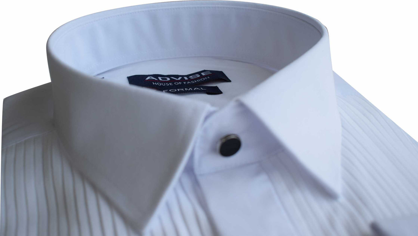MS007 Formal Fit Tux Pleated front White Shirt