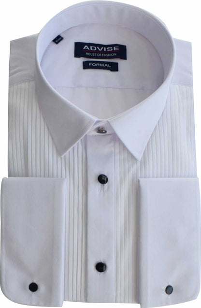 MS007 Formal Fit Tux Pleated front White Shirt