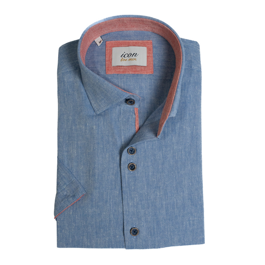 ICN077  Blue Short Sleeve Shirt