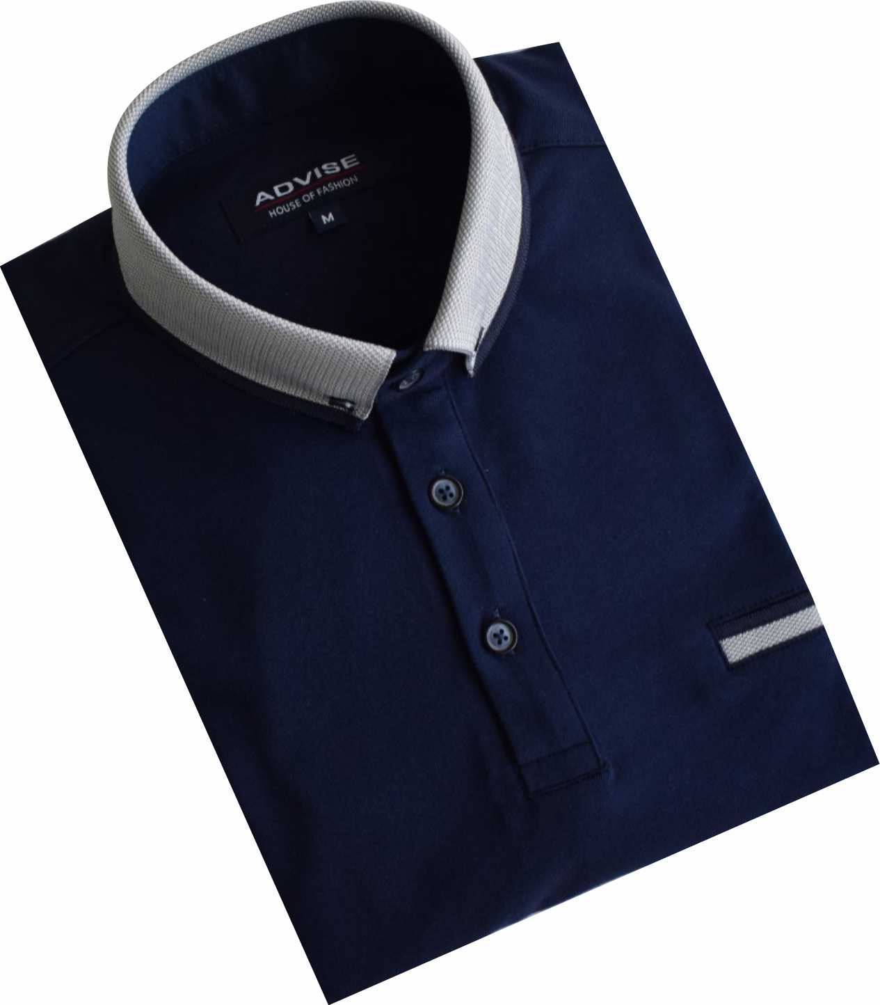 POLO314 Advise Navy Knitted Collar Polo