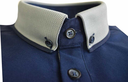 POLO314 Advise Navy Knitted Collar Polo