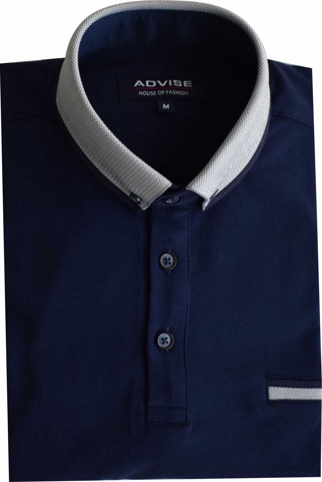 POLO314 Advise Navy Knitted Collar Polo