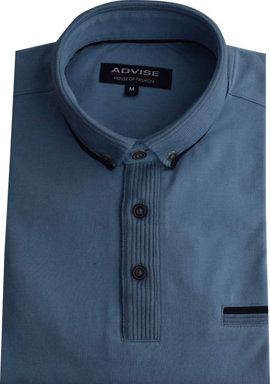 POLO318 Advise Slate Knitted Collar Polo